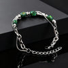 Green Stone Bracelet for Men, Stainless Steel Double-layer Chain Bracelet, Hip Hop Punk Jewelry Gifts - Image 2