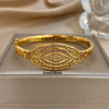 Vintage Geometric Hollow Carved Cuff Bracelet for Women Chic Gold Plated Stainless Steel Wrist Bangle Jewelry - Image 6