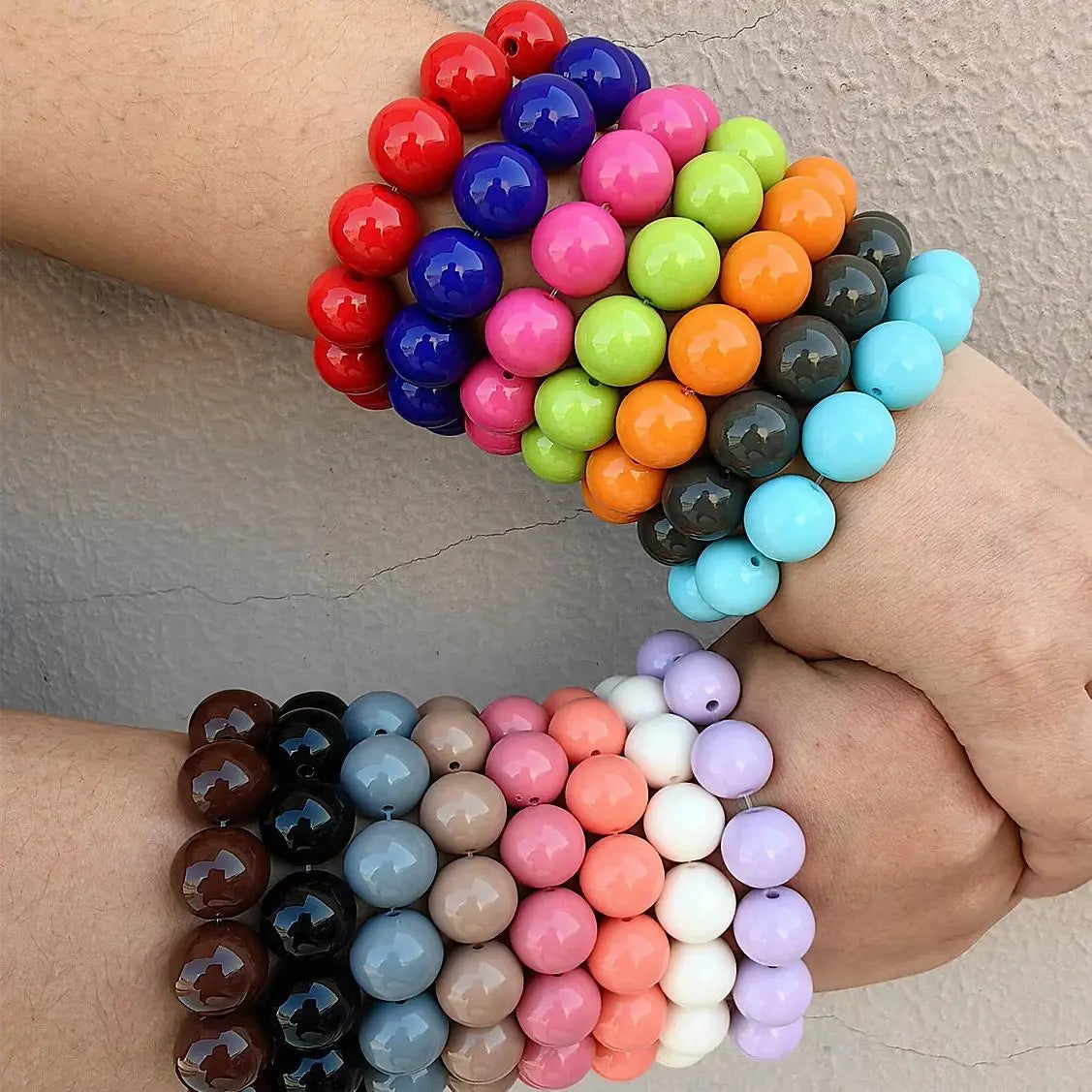 Colorful Acrylic Beaded Bracelet in Multiple Shades - Image 1