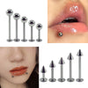 2PC Punk Stainless Steel Spike Ball Labret Lip Piercing Devil Studs Cone Conch Helix Cartilage Earrings Falt Piercings Jewelry - Image 1
