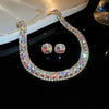 Crystal Necklace Earrings Set Pink ABcolourful Necklace for Women Weddings Party Jewelry Sets Accessories - Image 1