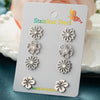 4Pairs/Lot Bohemia Plum Blossom Earrings Women Vintage Daisy Sakura Lily Ear Studs for Girl Stainless Steel Jewelry Wedding Gift - Image 2