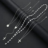 Boho Multi Layer Chain Silver Color Pearl Necklace Women Hip Hop Jesus Cross Pendant Necklace Set Party Neck Jewelry - Image 2