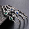 Green/White/Blue Cubic Zirconia Cuff Bracelet Bangle for Women Good Quality Female Hand Jewelry - Image 2