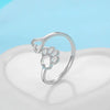 Cute Hollow Heart Dog Paw Ring Adjustable Stainless Steel Pet Footprint Rings For Women Dog Mom Jewelry - Image 3