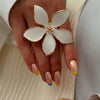 Elegant White Flower Rings for Women Vintage Big Petals Open Chunky Finger Ring Romantic Glazed Design Wedding Knuckle Jewelry - Image 8