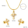 Circular Shell Jewelry Set Pendants Necklace Earring Sets Sun Cross Stainless Steel Set For Women Wedding Party - Image 6