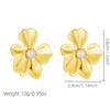 316L Stainless Steel Golden Exaggerated Large Flowers Inlaid Pearl Necklace Earrings Set For Women Jewelry Gift - Image 3