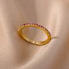 Thin Cubic Zirconia Stacking Ring in Gold-Tone Stainless Steel Adjustable - Image 38