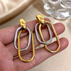 Stainless Steel Gold Silver Color Drop Earrings for Women Glossy Doublelayer U Shaped Pendant Earrings Jewelry Gifts - Image 3