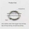 2pcs 316L Stainless Steel Fake Huggie Hoop Earrings,Clip On Ear Faux Cartilage Earrings Non Piercing Jewelry Earrings - Image 3