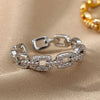 Classic Twist Chain Open Rings For Women Zircon Stainless Steel Geometric Twist Wrapped Couple Ring Wedding Aesthetic Jewelry - Image 2