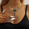 3PC Women's Black Gold Flower Necklace Earrings Jewelry Set Wedding Banquet Party Festival Gift - Image 8