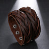 Leather Cuff Bracelet Punk Braided Bracelets Rock Leather Wristbands Mens Leather Bracelet Bangle Adjustable Wrap Bracelet Men - Image 4