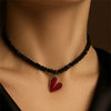 Punk Exaggerate Chain Crystal Heart Shaped Pendant Multilevel Punk Necklace For Women Vintage Choker Wedding Jewelry - Image 2