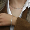 Gold Plated Shiny Marquise Oval Shape Zircon Crystal Tennis Chain Choker Necklaces Bracelets Jewelry Set For Woman - Image 2