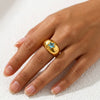 Colorful Star Zircon CZ Chunky Dome Ring Stainless Steel Gold Silver Color Statement Rings for Women Party Jewelry Gift - Image 4