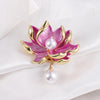 Elegant Lotus Flower Enamel Pins for Women Gold Plated Bouquet Drop White Pearl Brooches Weddings Clothes Accessories - Image 4
