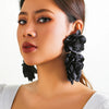 Exaggerated Satin Large Flower Long Tassel Drop Earrings for Women Romantic Party Wedding Earrings Jewelry Girls - Image 4