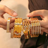 eye-catcher Carving Design Stainless Steel Bangle For Women Bracelet Charm Jewelry Wedding Banquet Gift - Image 1