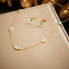 316L Stainless Steel Tree of Life Turquoise Golden Necklace Earrings For Womens Party Gift Jewelry Set - Image 12