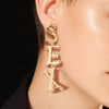 Vintage Metal Letter Statement Earrings for Women Exaggerate Punk English Alphabet Sex Dangle Drop Earrings Jewelry Gift - Image 1