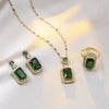 4PCS Sets Quadrate Rhinestone Necklace Earrings Ring Jewelry Set Charm Ladies Jewelry Bridal Gifts - Image 1