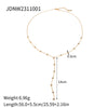Stainless Steel Y-Shaped Pendant Necklace with Stone Details - Image 7