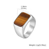 Men's Square Stone Ring,Stainless Steel Turquoise Tiger Eye Stone Ring,Silver Color Thumb Ring Signet Ring Gift - Image 7