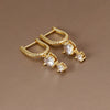 Chain Hoop Piercing Earring with Square and Waterdrop Details - Image 10