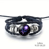 Vintage 12 Zodiac Sign Leather Bracelet Sporty Constellation Glass Snap Button Bracelets For Men Women - Image 3