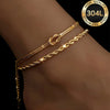 2pcs Gold Plated Stainless Steel Bracelets Stackable Layered Elegant Daily Party Holiday Gift - Image 4