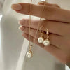 Pearl Jewelry Set For Women Dangle Earrings Pendant Necklace Simple Dainty Daily Wear Outfit Party Accessories - Image 1