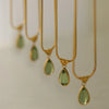 Water Droplet Blue Ocean Necklace Niche French Style Collarbone Chain Snake Bone Titanium Steel Plated with Gold - Image 1