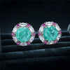 Flower-Setting Stud Earrings with Round Color Stones - Image 5