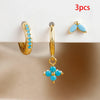 3PCS Green Zircon Hanging Earrings Set for Women Stainless Steel Flower Dangle Earring Cartilage Piercing Jewelry - Image 5