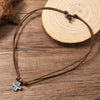 1 Piece Women and Men Retro Woven Cross Pendant Necklace Rope Leather Necklace for Women - Image 4