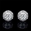 Flower-Setting Stud Earrings with Round Color Stones - Image 7