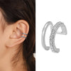 Geometric Double Layer Ear Cuff with Cubic Zirconia No Piercing Needed - Image 11