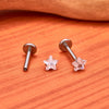 Titanium 16G Five-Pointed Star CZ Cartilage Helix Earring Trinity CZ Tragus Stud Conch Earlobe Lip Piercing Jewelry - Image 2
