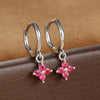 2PCS Zircon Flower Pendant Hoop Earrings for Women Simple Sweet Stainless Steel Earring Piercing Jewelry - Image 12