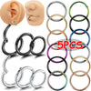 5pc Nose Rings Hoop Hinged Clicker Segment Nose Rings Ear Cartilage Ring Clip Stainless Steel Ear Nose Ring Body Jewelry Gift - Image 1
