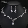 Zakol Zircon Earrings Necklace Jewelry Set Crystal Dubai Wedding Party Jewelry - Image 1