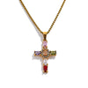 Delicate Colorful Bling Cubic Zirconia Cross Pendant Stainless Steel Necklace Shiny Jewelry Gift - Image 7