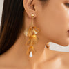 Romantic Petal Flower Long Hanging Earrings for Women Elegant Tassel Piercing Drop Earrings Wed Jewelry Gift - Image 2