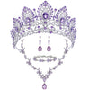 Purple Tiaras Crown Jewelry Sets for Women Wedding Bridal Necklace Bracelet Earrings and Crown Party Birthday Gifts 4 pcs set - Image 3