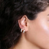 silver ear needle crystal zircon hoop earrings for women metal round ear buckles Wedding Jewelry gifts - Image 2