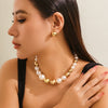 Punk Acrylic Ccb Ball Bead Chain Necklace Drop Earrings for Women Vintage Imitation Pearl Clavicle Chain Grunge Jewelry Set - Image 3