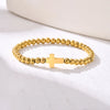 Minimalist Stretch Cross Bracelet for Women,Round Beads Bracelets，Stainless Steel Jewelry Gift - Image 7