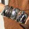 Exaggerated Silver Color Wide Geometric Irregular Cuff Bangles Women Punk Spring Open Bangle Bracelets Chunky Statement Jewelry - Image 1